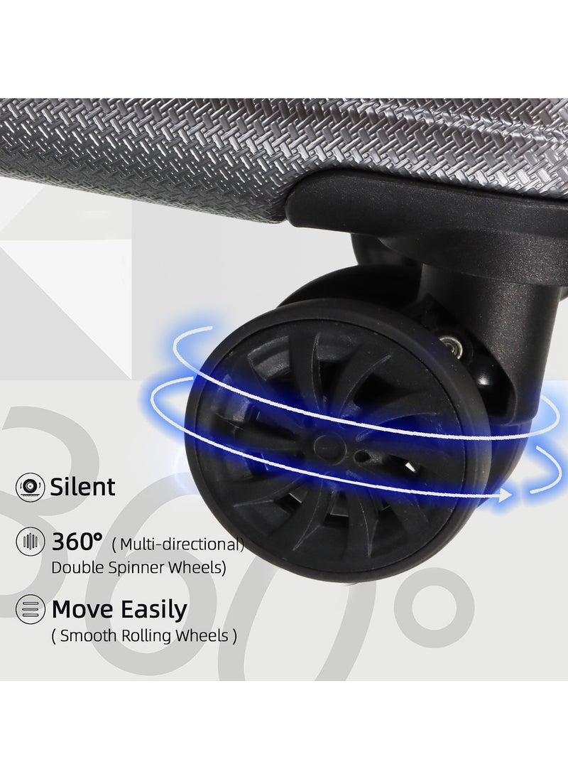 Aklsvion - Aklsvion 3 Piece ABS Hardside Spinner Luggage Hard Suitcase Trolley Set 20/24/28 Inch Spinner Wheels with Number Lock Luggage Collection Set of 3 Travel Luggage Bag Grey - Image 1