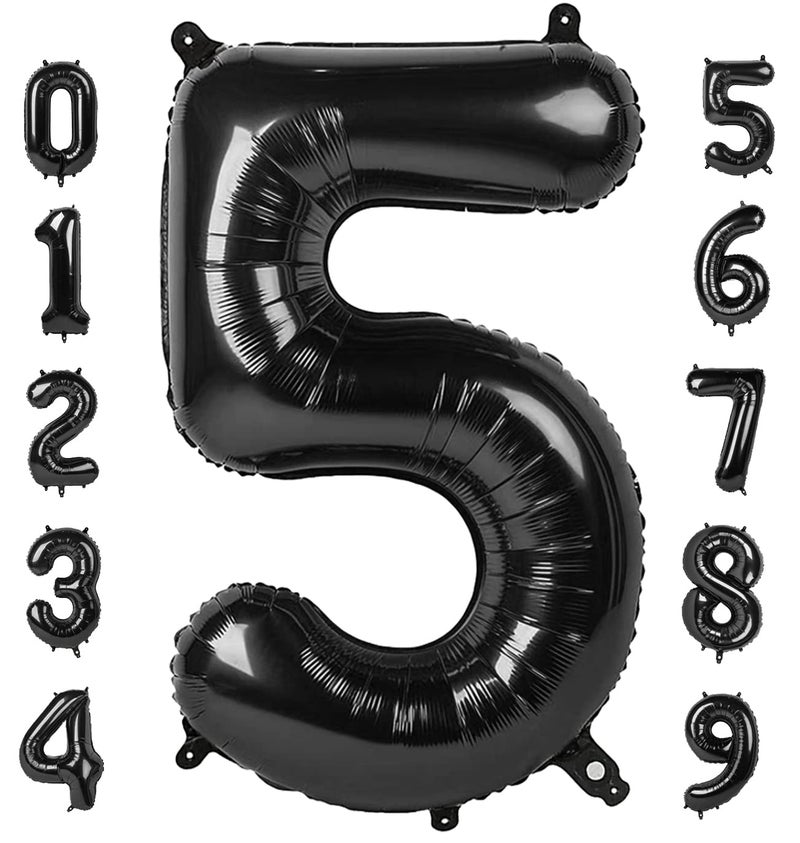 Mluchee Balloon Numbers 40 Inch 5 Ballon for 5th Birthday Decorations, 15 25 35 50 Big Black Number Balloons for Wedding Photo Shoot Party Decor - Image 1