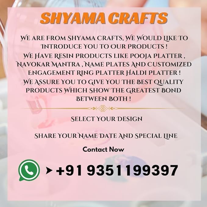 Shyama Craft طبق خاتم خطوبة من الراتنج القابل للتخصيص بحجم 8 إنش مع زهور ثلاثية الأبعاد | صينية حامل خاتم زخرفية للزفاف والخطوبة - Image 4