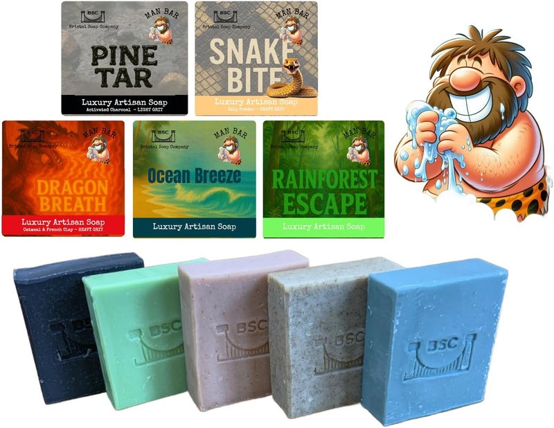 Bristol Soap Company Luxury Artisan Soap Man Bar Pack 5 Masculine Handmade Essential Oil Soaps Shea Butter Coconut Oil CrueltyFree Vegan Gift Set