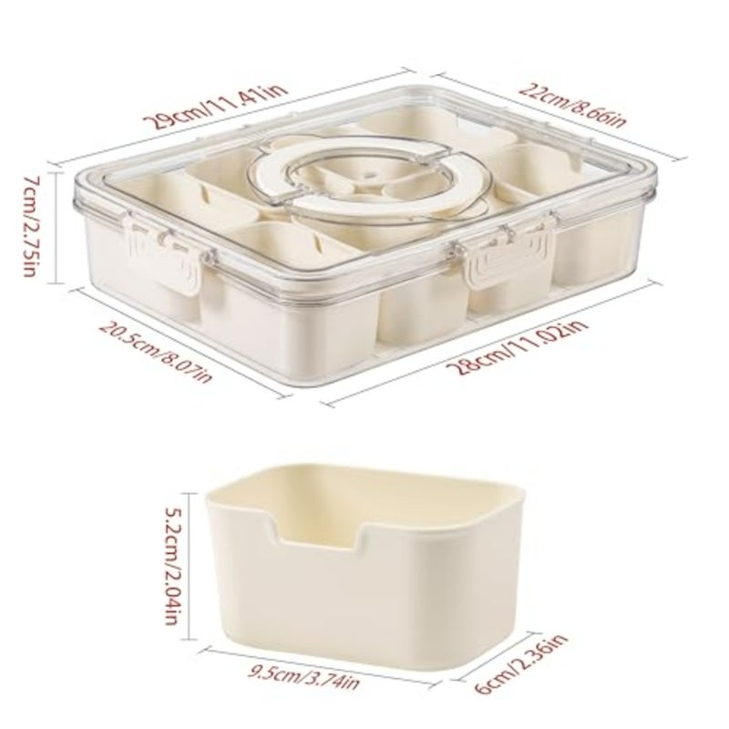 Divided Serving Tray with Lid and Handle - Snackle Box Charcuterie Container for Portable Snack Platters - Clear Organizer for Candy, Fruits, Nuts, Snacks - Perfect for Party, Entertaining - Image 2