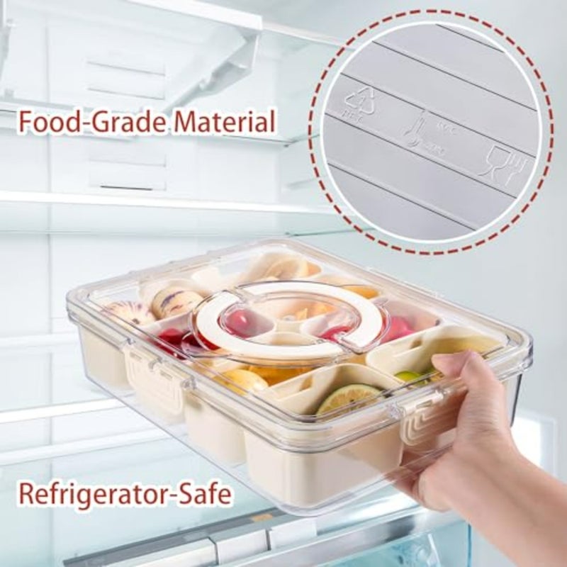 Divided Serving Tray with Lid and Handle - Snackle Box Charcuterie Container for Portable Snack Platters - Clear Organizer for Candy, Fruits, Nuts, Snacks - Perfect for Party, Entertaining - Image 4