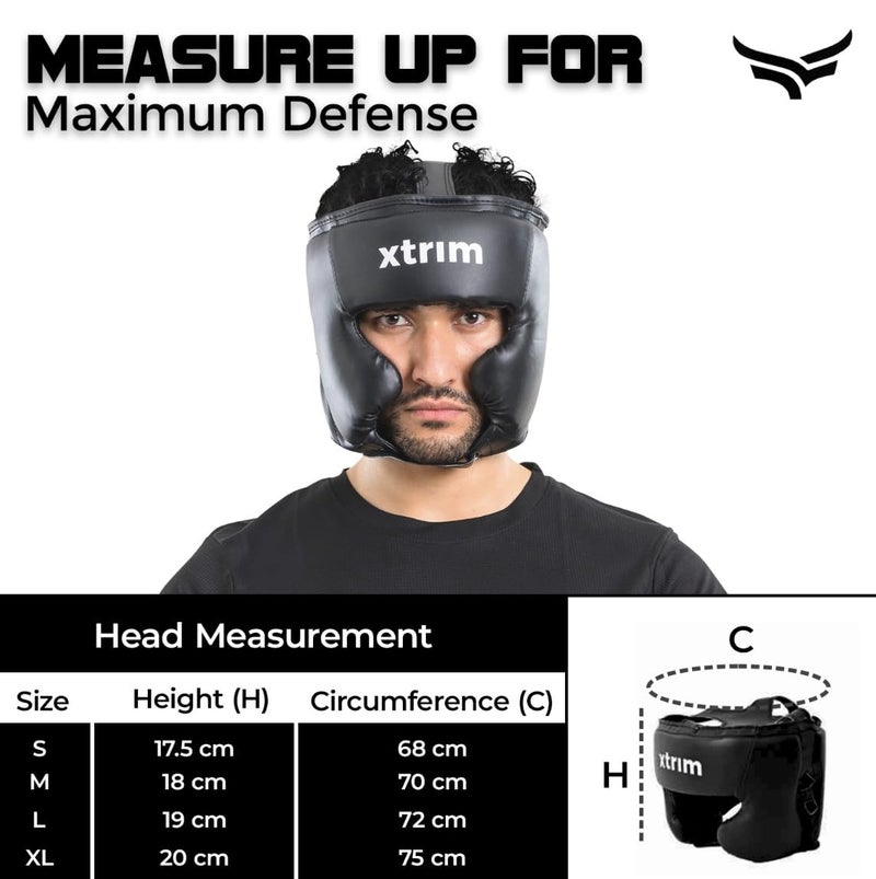 XTRIM Headgear for Boxing, MMA, Training Sparring, Muay Thai, Martial Arts, Kickboxing, Karate, Full Face Protection, High-Performance Pro-Level, Adjustable Padded PU Material (Unisex, XL) - Image 3
