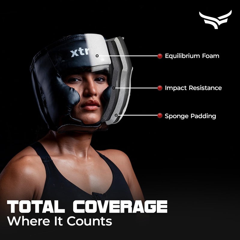 XTRIM Headgear for Boxing, MMA, Training Sparring, Muay Thai, Martial Arts, Kickboxing, Karate, Full Face Protection, High-Performance Pro-Level, Adjustable Padded PU Material (Unisex, XL) - Image 5