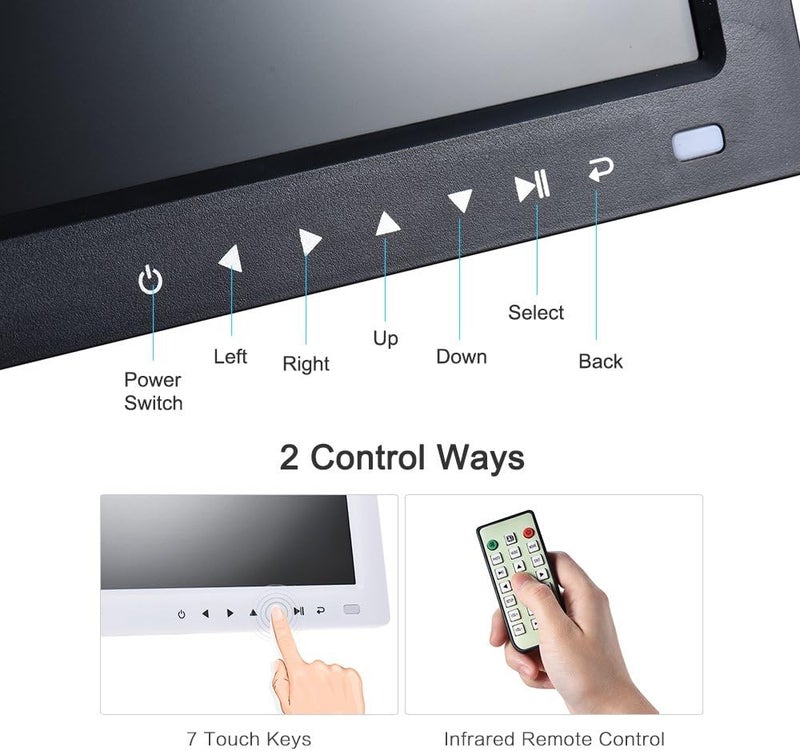 Digital Frame 10Inch White TFT HD 800*600 Display - Multi Functional Multimedia Device with Max 32GB Memory Card Support for Home Family Use - Image 3