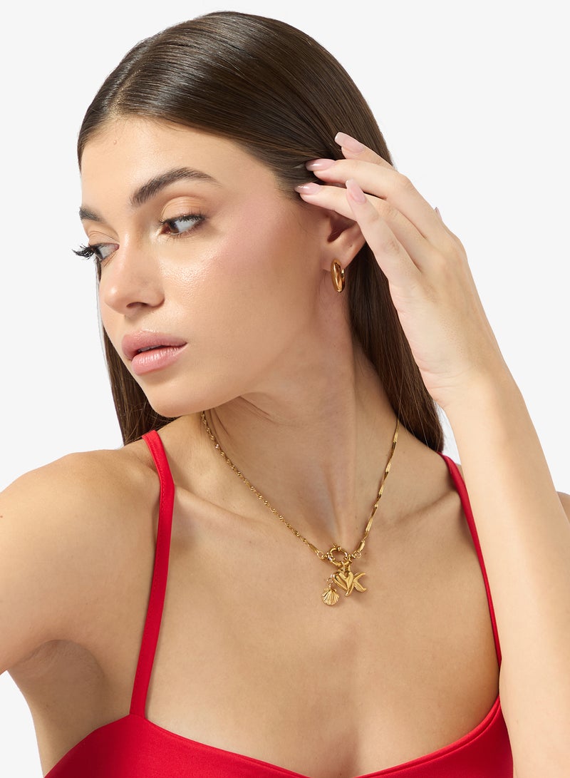 Ginger Beaded Chain Necklace with Charms - Image 4