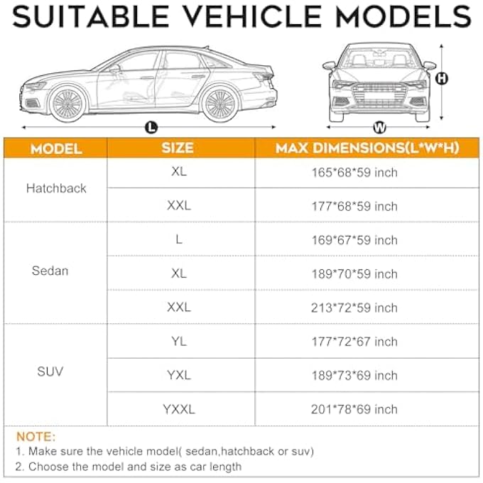 rayihni Waterproof Outdoor Car Cover,6 Layers Full Exterior Protection,Resistant to Rain,Snow,UV,and Dust,All-Weather Automobile Cover,Universal Fit for Sedans up to 169 inches,with Zipper Door,Black - Image 2