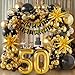 Sllyfo 50th Birthday Decorations for Men and Women Happy 50th Birthday Banner Balloons Arch Kit Black and Gold 50 Balloon Numbers 50th Party Decorations for Him and Her - Image 4