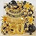 Sllyfo 50th Birthday Decorations for Men and Women Happy 50th Birthday Banner Balloons Arch Kit Black and Gold 50 Balloon Numbers 50th Party Decorations for Him and Her - Image 2