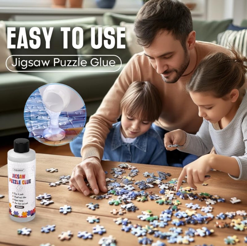 YAKAMOZ Updated Jigsaw Puzzle Glue with Applicator for Adults and Children Clear Water-Soluble Special Craft Puzzle Glue, Non-Toxic and Quick Dry for 3000/4500/5000 Pieces of Puzzle,200ML - Image 4