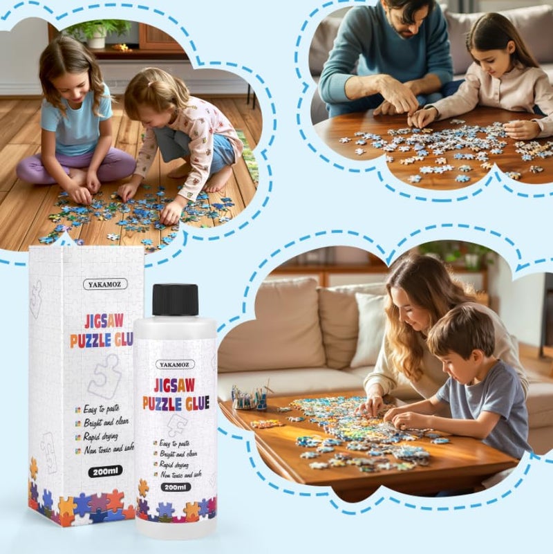 YAKAMOZ Updated Jigsaw Puzzle Glue with Applicator for Adults and Children Clear Water-Soluble Special Craft Puzzle Glue, Non-Toxic and Quick Dry for 3000/4500/5000 Pieces of Puzzle,200ML - Image 3