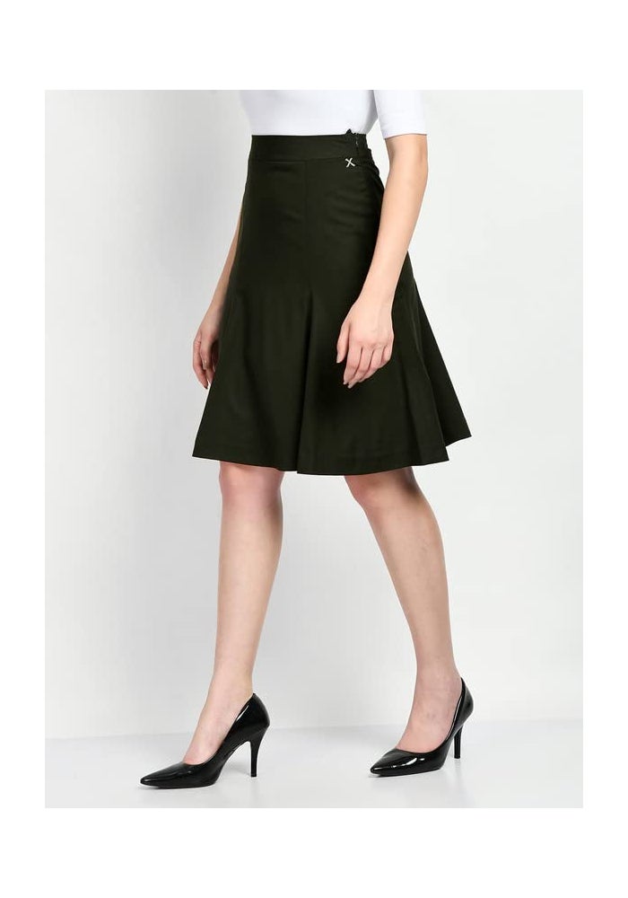 Exude Olive Solid Pencil Skirt for Women - Image 2