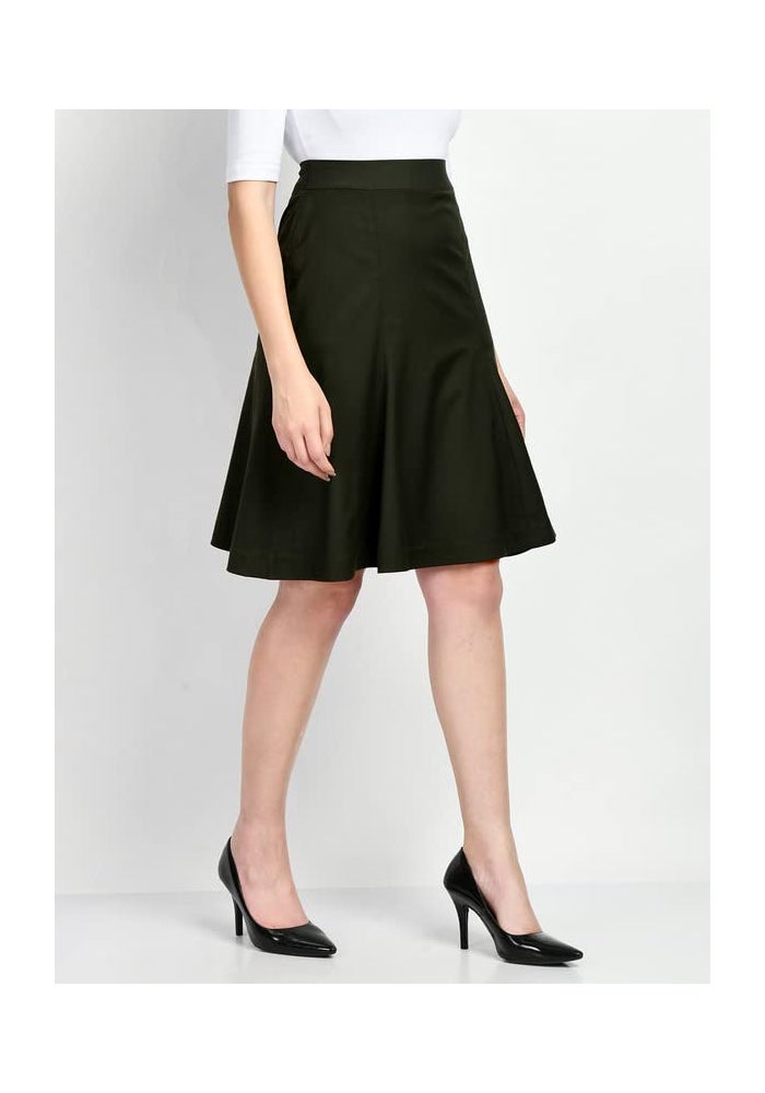 Exude Olive Solid Pencil Skirt for Women - Image 3