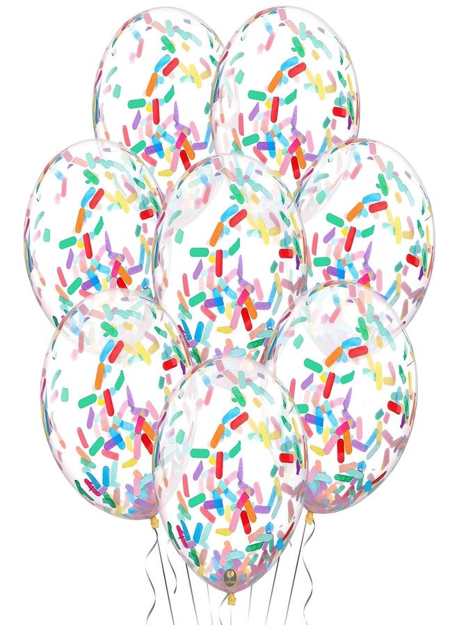 Balloon Red AFTERLOON® Biodegradable Balloons 24 pcs Clear with Rainbow Strip Paper Confetti, Thickened Extra Strong Latex Helium Float, for Baby Shower Gender Reveal Garland Wedding Birthday Party Decorations - Image 1
