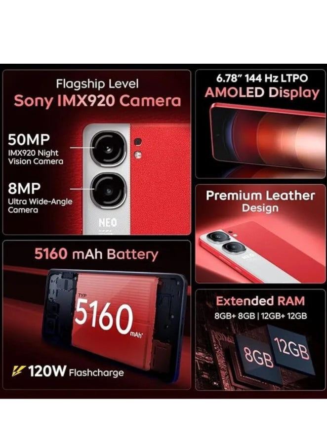 iQOO Neo 9 Pro 16GB+512GB Dimensity 9300 Octa Core 5G Smartphone 6.78″ 144Hz AMOLED Screen 50MP Camera IMX920 120W Charge 5160mAh Battery, Red Chinese Version