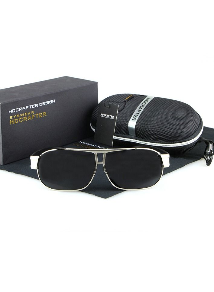 HDCRAFTER New Men's Polarized UV400 Metal Large Frame Pilot Sunglasses - Image 1