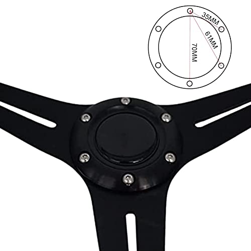 YEHICY 13.8” Auto Racing Steering Wheel Flat Drifting 6 Bolts Car Sport Steering Wheel Pu Leather and Aluminum Spokes with Horn Button - Image 5