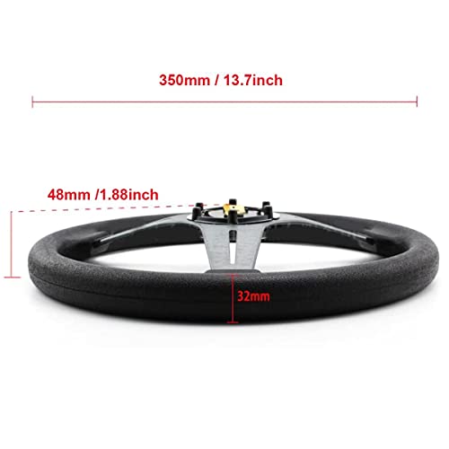 YEHICY 13.8” Auto Racing Steering Wheel Flat Drifting 6 Bolts Car Sport Steering Wheel Pu Leather and Aluminum Spokes with Horn Button - Image 4