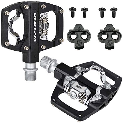Venzo Multi-Use Compatible with Shimano SPD Mountain Bike Bicycle Sealed Clipless Pedals - Dual Platform Multi-Purpose - Great for Touring, Road, Trekking Bikes - Size: 85 x 80 mm = 3.3 x 3.1 inch - Image 2