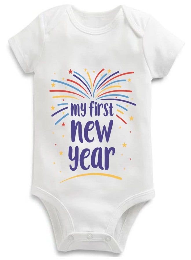 American Apple Romper My 1st New Year Printed New Year Treandy Printed dress Baby Sleep Suit For Baby Boys & Baby Girls Printed Birthday Gift Rompers T Shirt (0-3 Months, My 1st New Year 05)