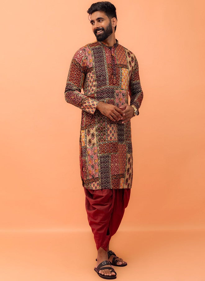 KISAH Mandarin Collar Ethnic Motifs Printed Regular Straight Kurta - Image 4