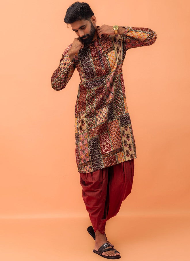 KISAH Mandarin Collar Ethnic Motifs Printed Regular Straight Kurta - Image 2