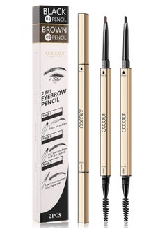 docolor Makeup Micro Brow Pencil 2 Count, Definer Eyebrow Pencil, Dual-Sided, Ultra-Fine Mechanical Pencil, Soft Brown and Black 