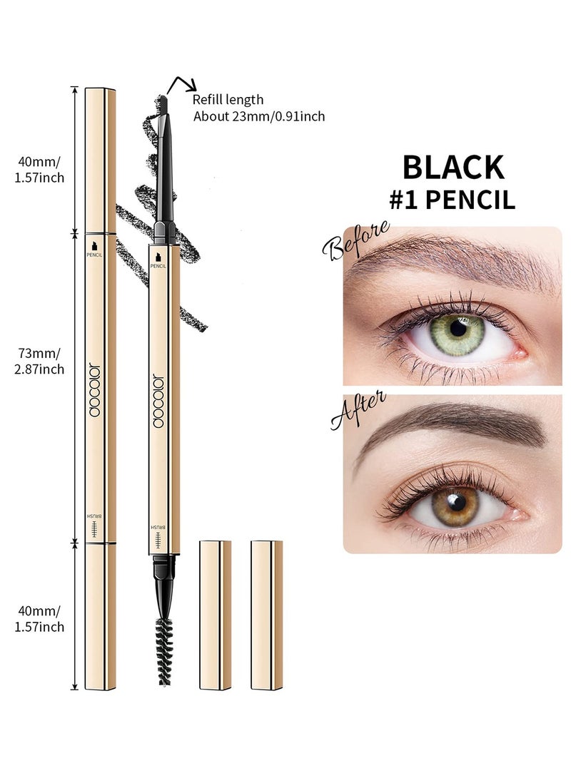 docolor Makeup Micro Brow Pencil 2 Count, Definer Eyebrow Pencil, Dual-Sided, Ultra-Fine Mechanical Pencil, Soft Brown and Black - Image 5