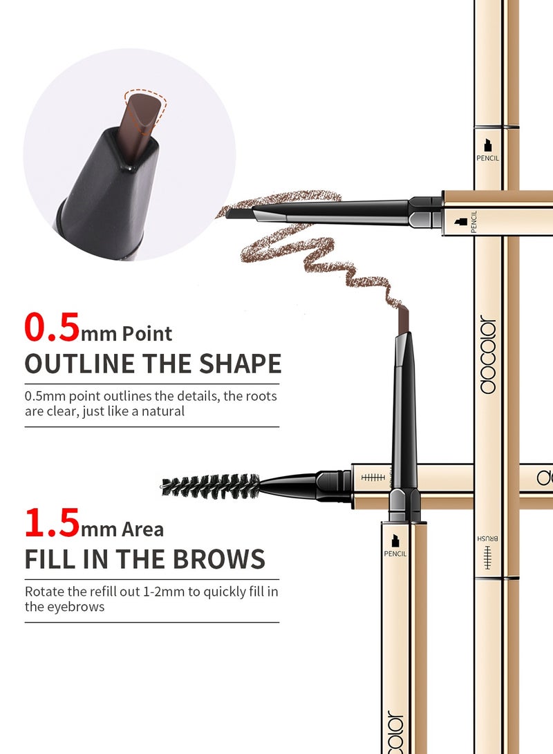 docolor Makeup Micro Brow Pencil 2 Count, Definer Eyebrow Pencil, Dual-Sided, Ultra-Fine Mechanical Pencil, Soft Brown and Black - Image 3