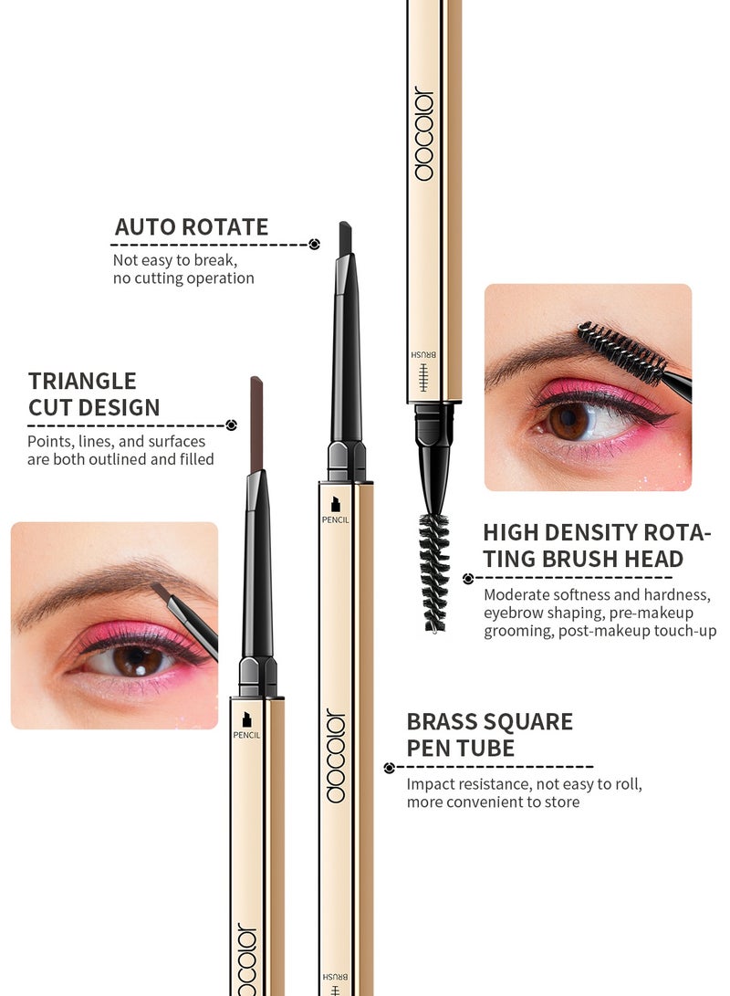 docolor Makeup Micro Brow Pencil 2 Count, Definer Eyebrow Pencil, Dual-Sided, Ultra-Fine Mechanical Pencil, Soft Brown and Black - Image 2