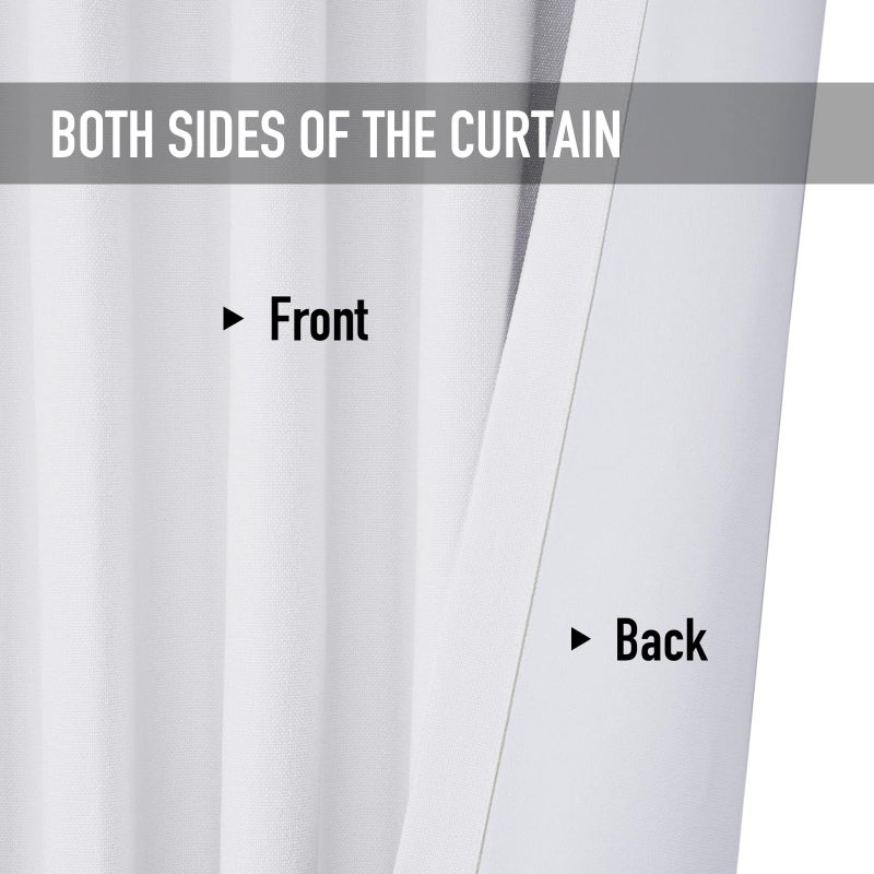 100% Blackout Shield 100% White Blackout Curtains 108 Inches Long Linen Blackout Curtains 108 Inch Length 2 Panels Set Thermal Insulated Blackout Curtains for Bedroom/Living Room 50"" W x 108"" L 2 Panels Bright White - Image 4
