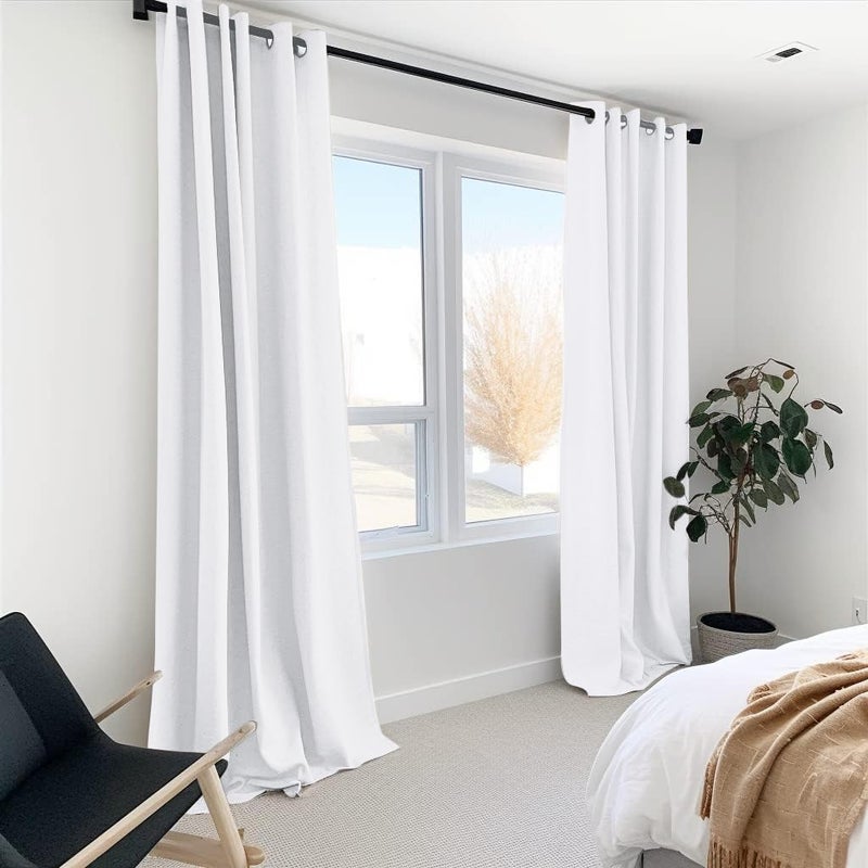 100% Blackout Shield 100% White Blackout Curtains 108 Inches Long Linen Blackout Curtains 108 Inch Length 2 Panels Set Thermal Insulated Blackout Curtains for Bedroom/Living Room 50"" W x 108"" L 2 Panels Bright White - Image 2