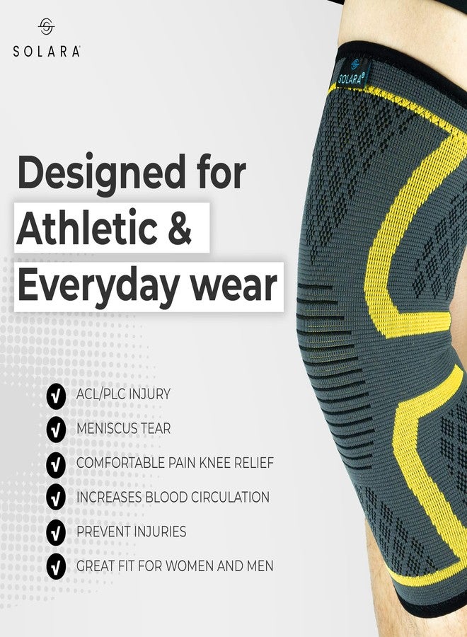SOLARA Knee Caps for Men for Pain Relief | Knee Support for Women | Knee Support for Gym | Medical Grade Knee Pad for Knee Pain Relief | Knee Compression Sleeves - Yellow (XL) - Image 4