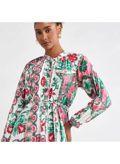 FAV All-Over Print Maxi Shirt Dress with Long Sleeves  - Image 4