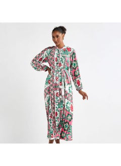 FAV All-Over Print Maxi Shirt Dress with Long Sleeves  - Image 1