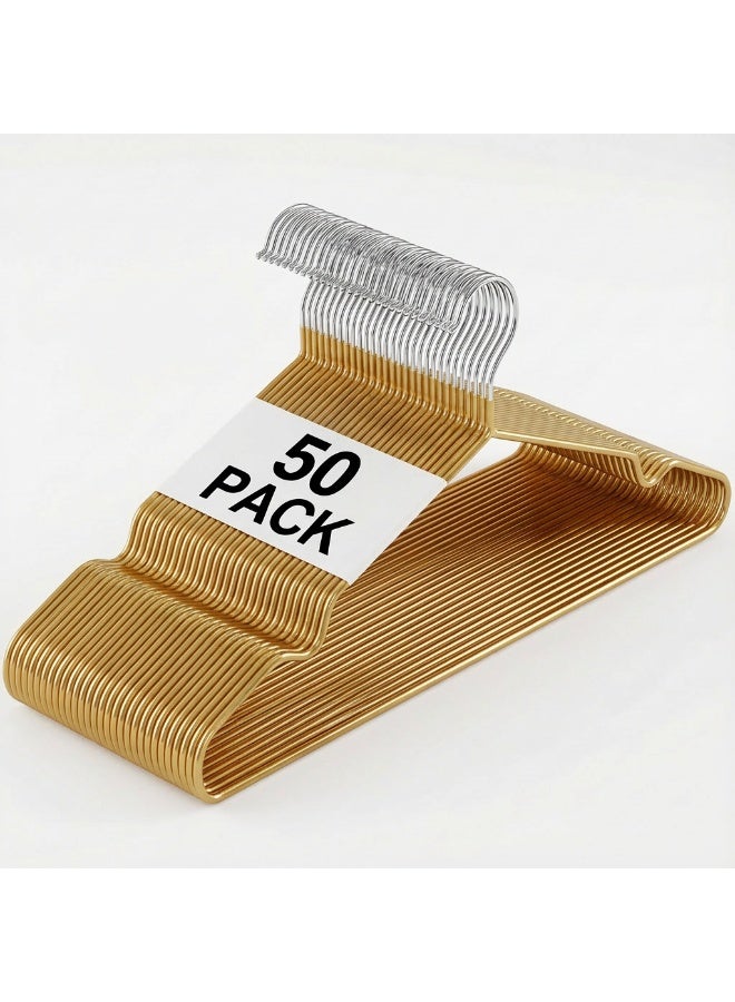 ZAYVA 50-Piece Non-Slip Hanger Set, Heavy Duty & Space Saving for Clothes - Gold - Image 1