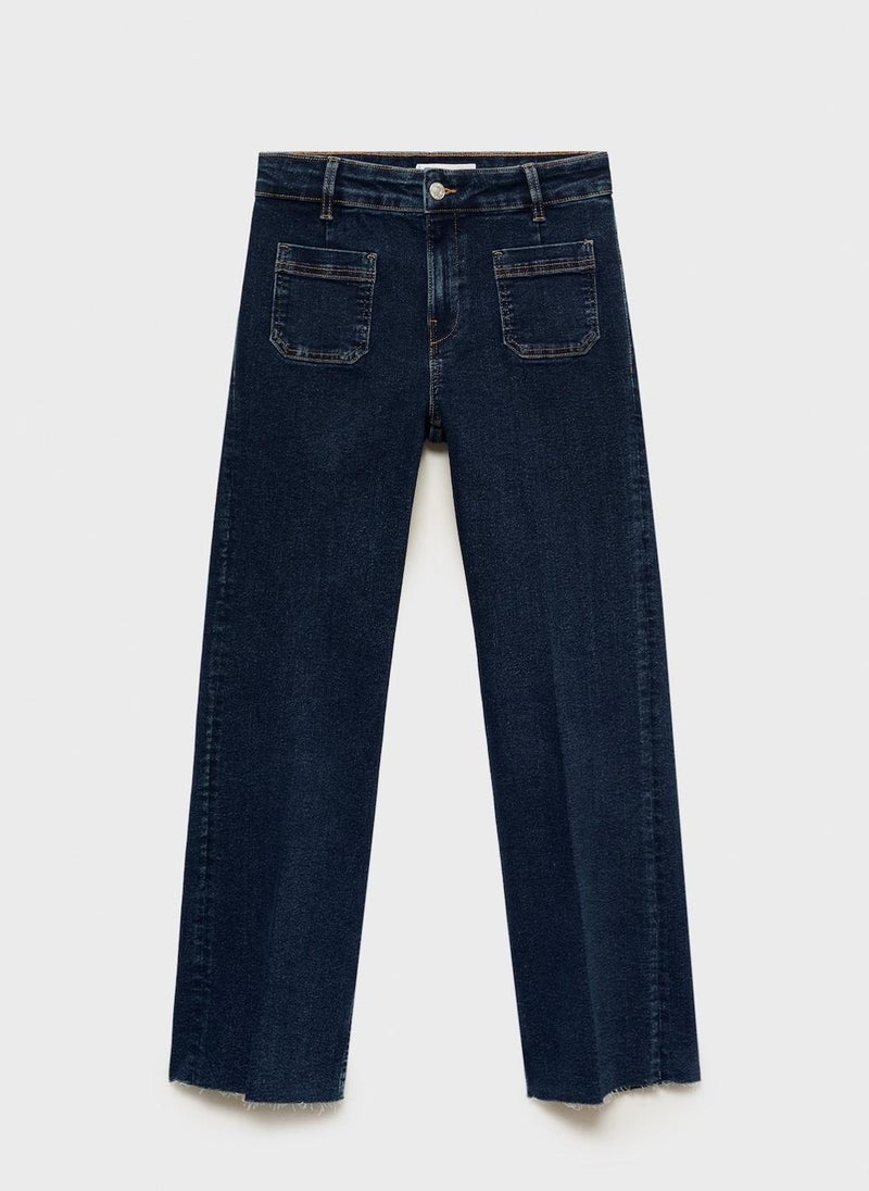 MANGO Casual Flared Cropped Jeans With Pockets  - Image 4