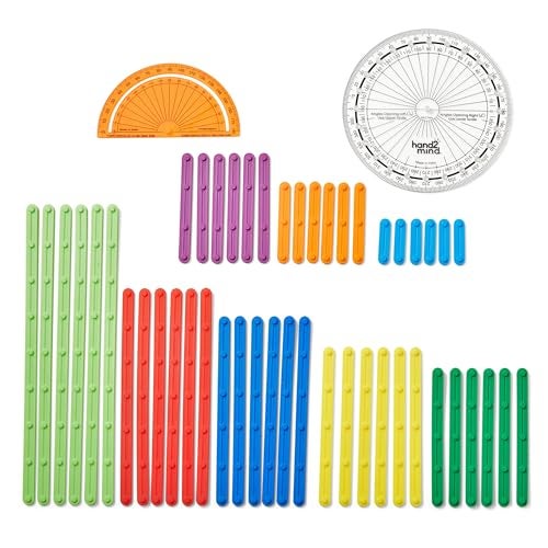 hand2mind AngLegs Starter Set with 2 Protractors, Geometry Manipulatives, Geometric Shapes for Classroom, Montessori Math Materials, Math Teaching Tools, 4th Grade Math Manipulatives for Kids - Image 2