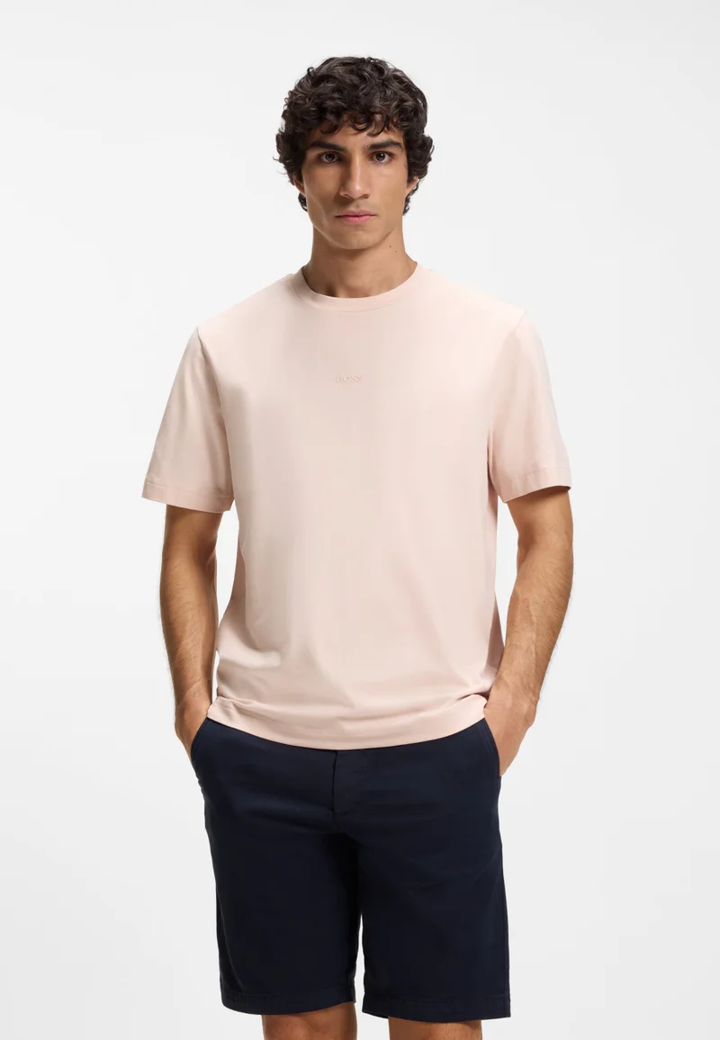 Stretch-cotton T-shirt with contrast logo
