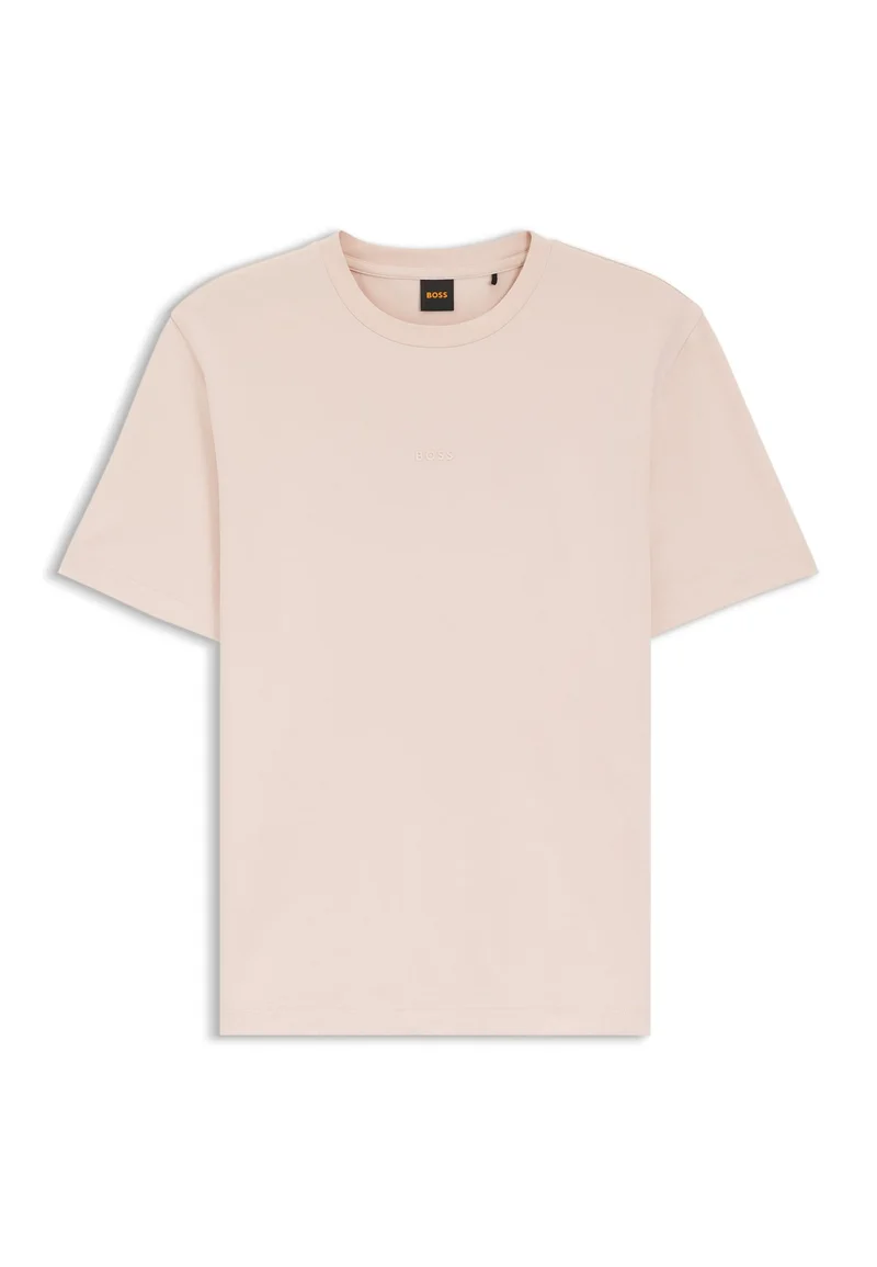 BOSS Open Pink Stretch-cotton T-shirt with contrast logo for Men | Best Price UAE