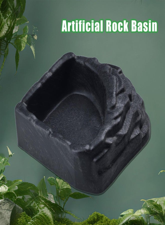 فلاين وعاء ماء للزواحف، وعاء طعام للزواحف، وعاء طعام لدودة الخبز، أوعية ديكور للتراريوم مناسبة للتنين الملتحي، السحلية، الضفدع، أبو بريص النمر، السلحفاة، سرطان البحر الناسك، الحرباء (النمط 2 صغير) - Image 2