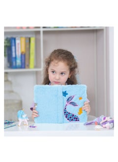 Excefore Plush Mermaid Notebook, A5 Glitter Mermaid Journal, Kids Hardcover Drawing Embroidery Notebooks, with Locks and Keys, for Travel, School, Office Notepad, Gift for Girls  - Image 5