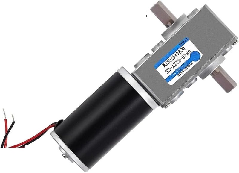 24V 80RPM High Torque Double Shaft Micro Worm Gear Motor - Image 1