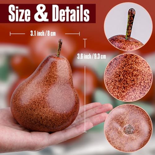 Meiwlong 6 Pcs Faux Brown Pears Realistic Fake Pear Artificial Fruit Decorations for Table Centerpiece Decorative Artificial Pear for Home Kitchen Decor - Image 3