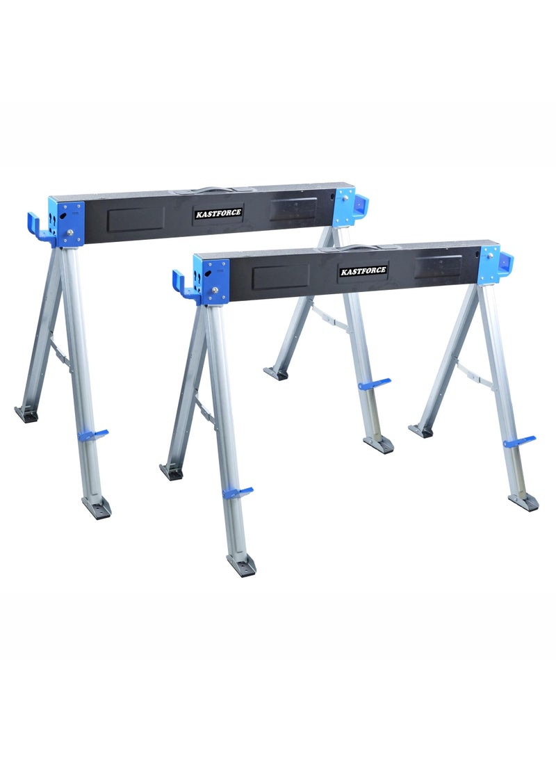 KASTFORCE KASTFORCE Folding Sawhorse 2200 lb 1000kg capacity Heavy Duty Jobsite Table Stand with Folding Legs Twin Pack KF3005 