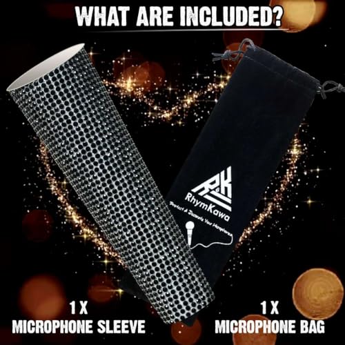 RhymKawa B58 Black Mic Handle Sleeve fit Universal Wired Microphone SM58LC, Beta 58a, Gitter Crystal Shining on Karaoke Party Tours TV Shows (Mic NOT Included) - Image 5
