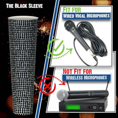 RhymKawa B58 Black Mic Handle Sleeve fit Universal Wired Microphone SM58LC, Beta 58a, Gitter Crystal Shining on Karaoke Party Tours TV Shows (Mic NOT Included) - Image 2