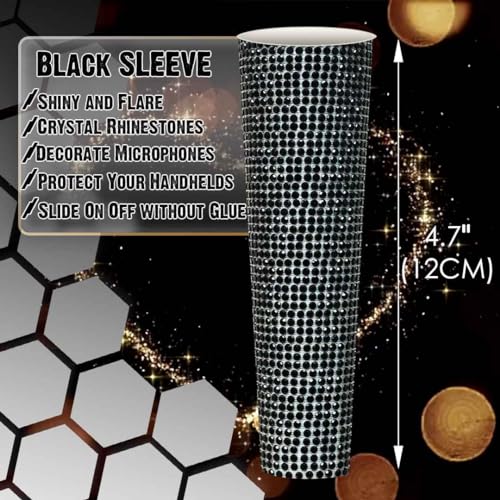 RhymKawa B58 Black Mic Handle Sleeve fit Universal Wired Microphone SM58LC, Beta 58a, Gitter Crystal Shining on Karaoke Party Tours TV Shows (Mic NOT Included) - Image 4