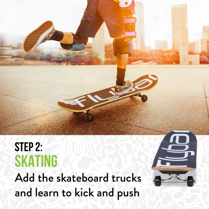 Flybar 3 in-1 Learn to Skate â€“ Complete Skateboard for Beginners, Balance Board, Skateboard Accessories, Learn Skate Tricks Fast and Easy, Ollies, Backflips, Durable, Boys, Girls, Ages 6+, 100 lbs - Image 5
