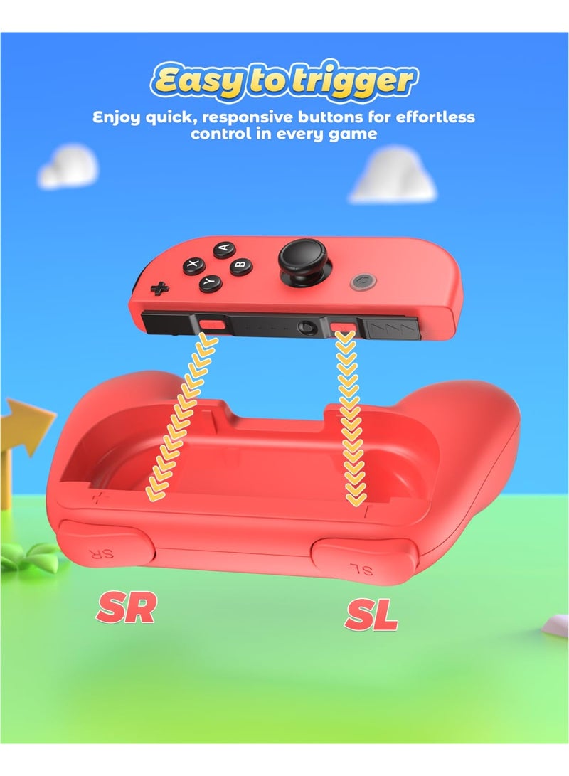 Hand Grips Compatible with Switch/Switch OLED Model Controllers, Grip Compatible with Switch Joy Con - Blue and Red (2 Packs) - Image 4